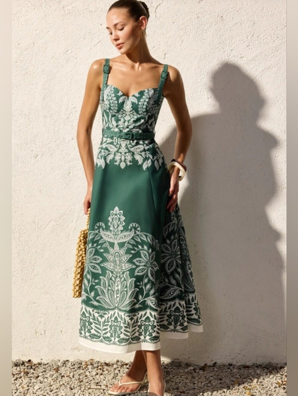 NWT Commense baroque Floral Print Belted Cami Maxi Dress size XS - Picture 3 of 10